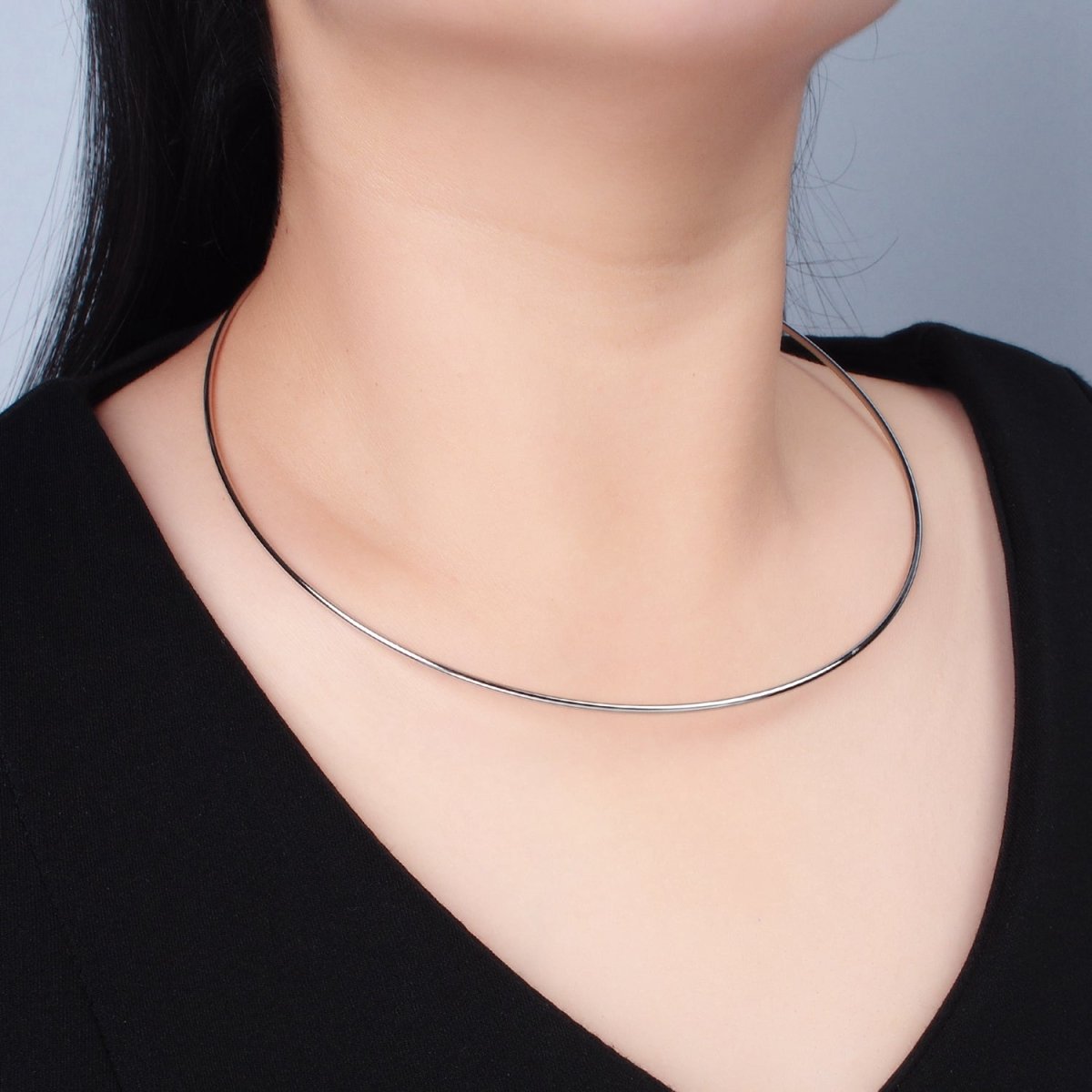 Stainless Steel 2mm Open Round Circle Necklace, Gold or Silver Tone | WA - 2620, WA - 2621 - DLUXCA