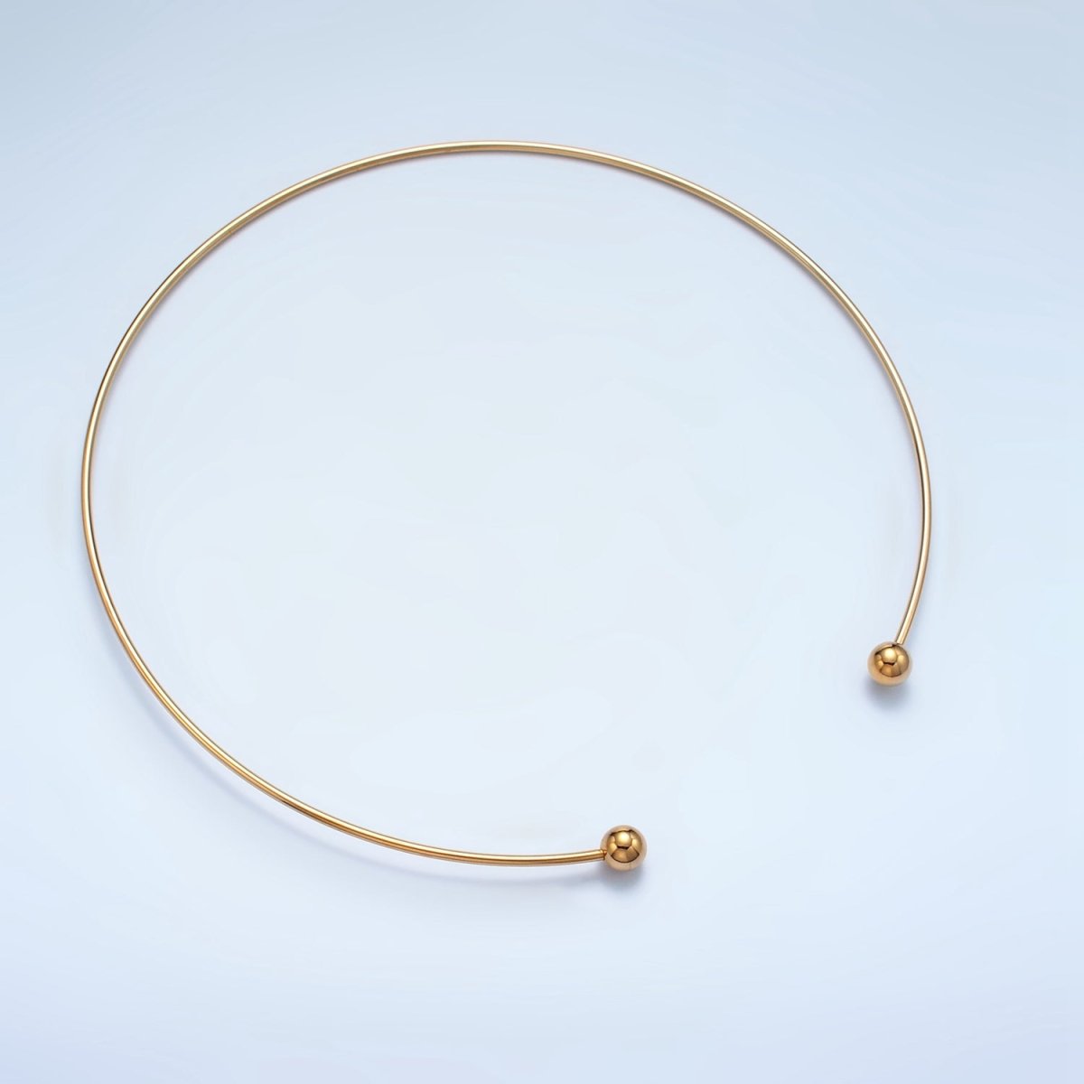 Stainless Steel 2mm Open Round Circle Necklace with End Beads, Gold or Silver Tone | WA - 2622, WA - 2623 - DLUXCA