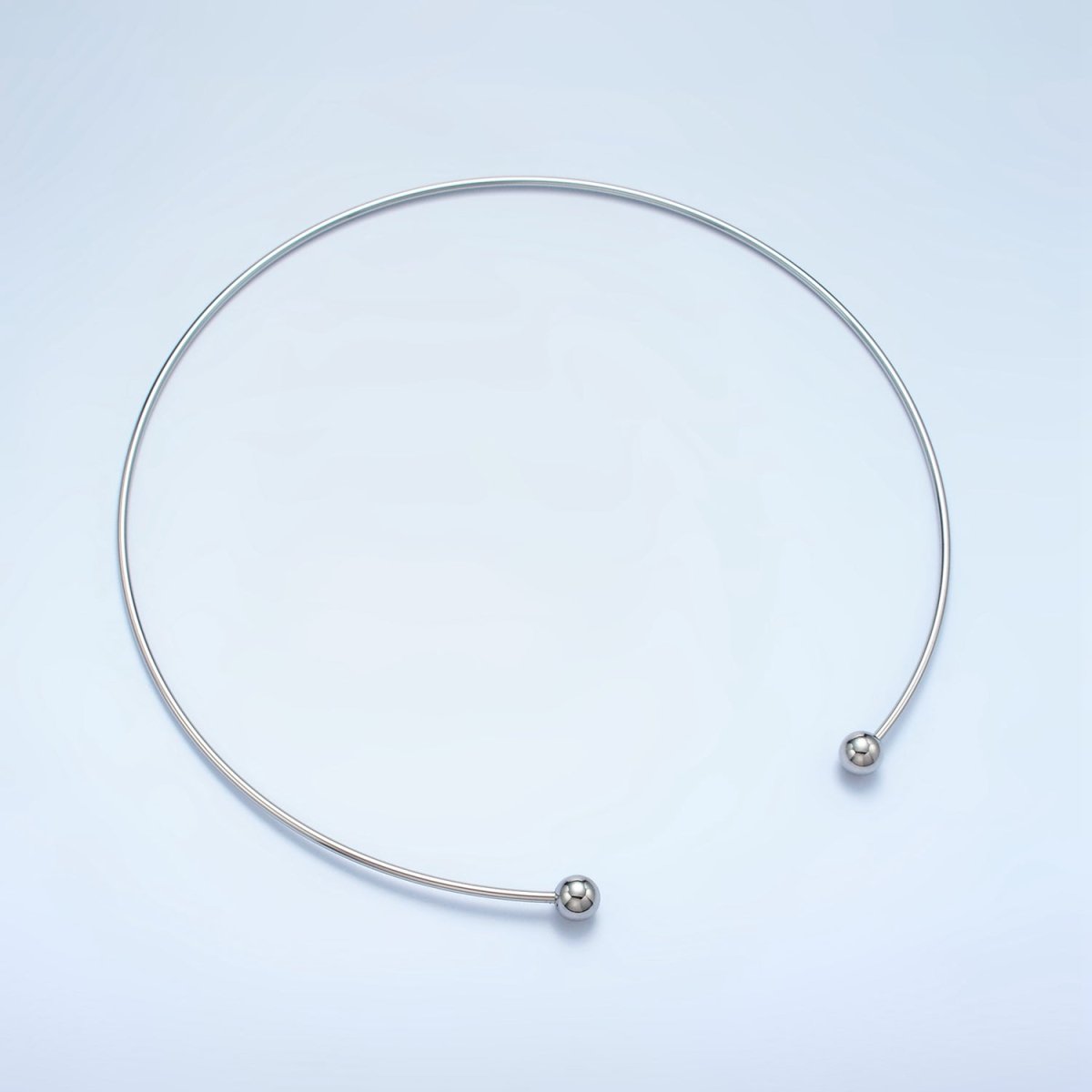 Stainless Steel 2mm Open Round Circle Necklace with End Beads, Gold or Silver Tone | WA - 2622, WA - 2623 - DLUXCA