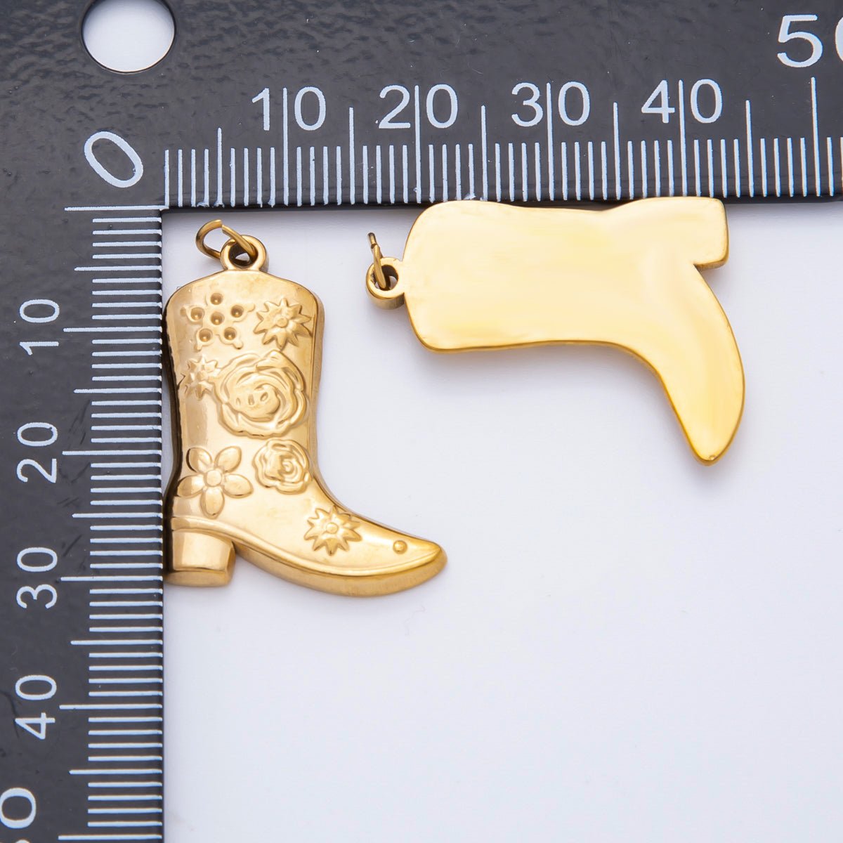 Stainless Steel 30.5mm Artisan Flower Cowboy Boots Shoes Charm | C - 052 - DLUXCA