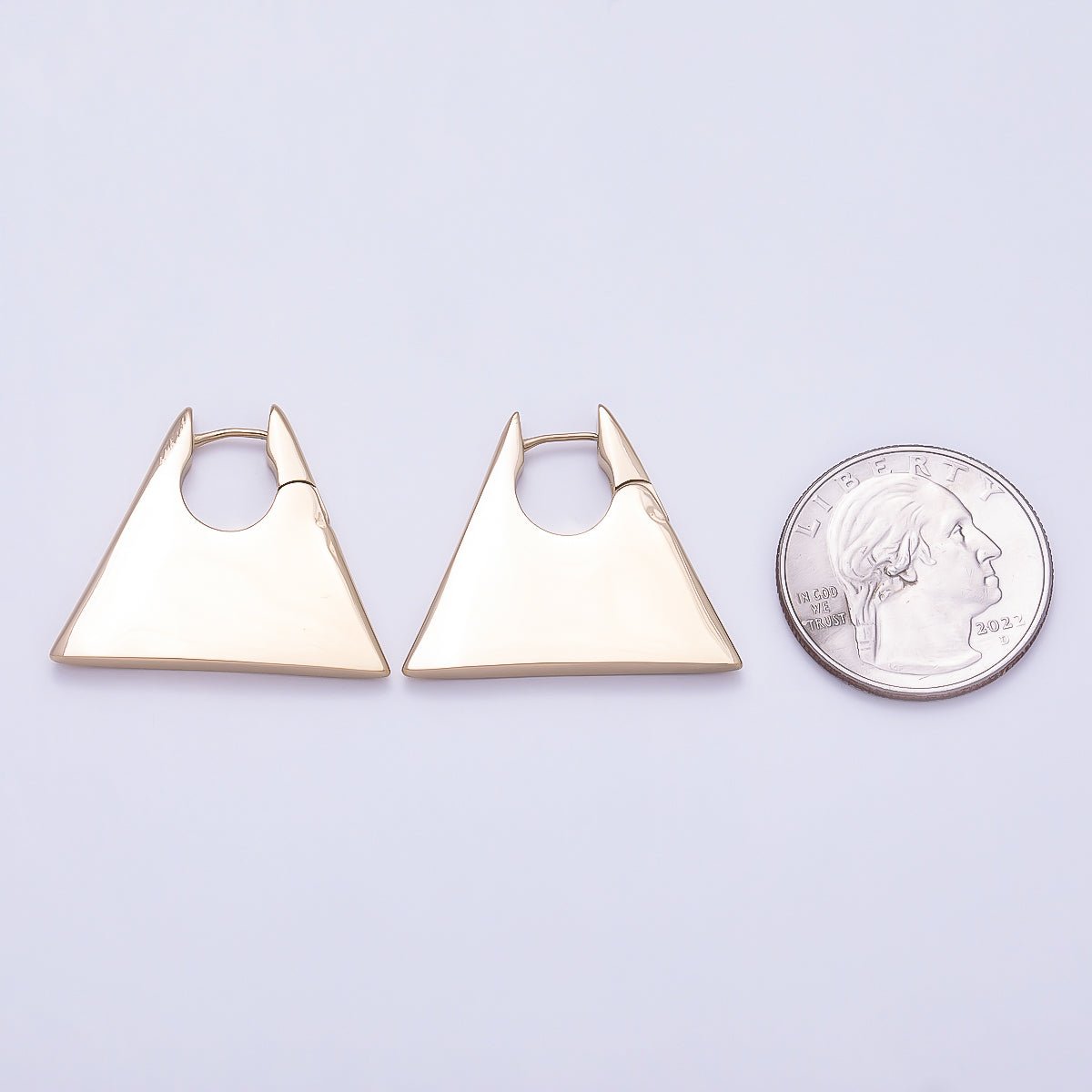 Stainless Steel 30mm Thin Minimalist Geometric Triangle Hoop | Earrings-00742 - DLUXCA