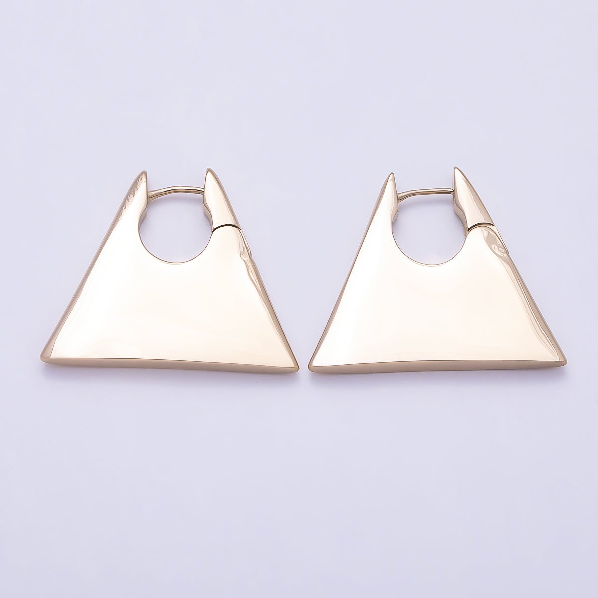 Stainless Steel 30mm Thin Minimalist Geometric Triangle Hoop | Earrings-00742 - DLUXCA