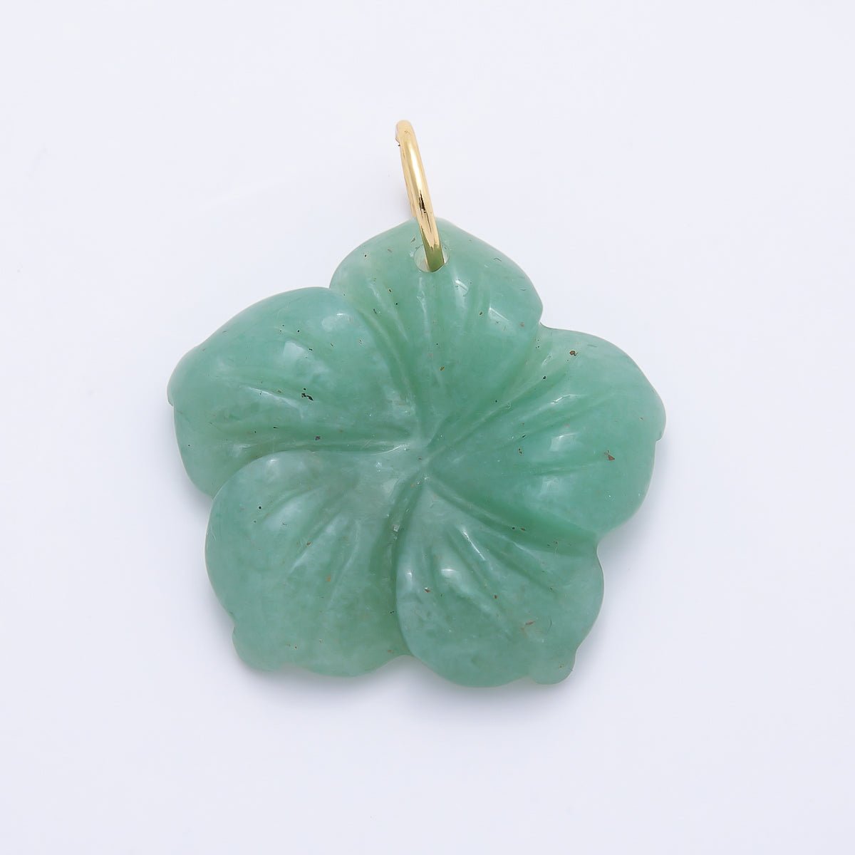 Stainless Steel 30mm White Quartz, Aventurine, Rose Quartz Gemstone Flower Charm | Charms-01425 - DLUXCA