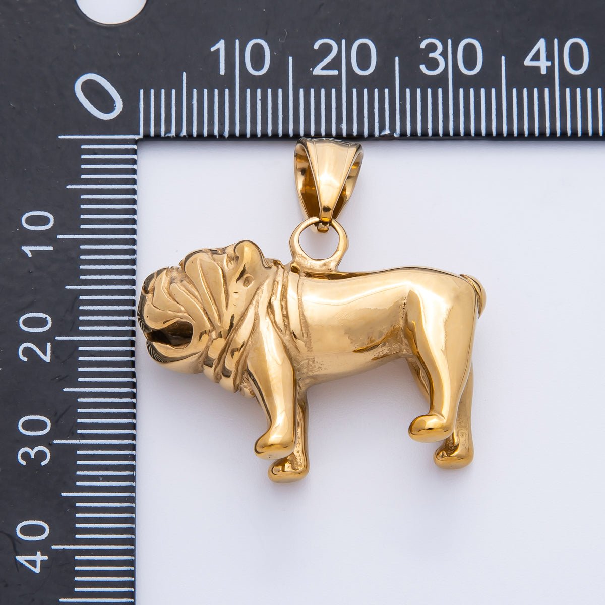 Stainless Steel 32mm Pug Bulldog Animal Pet 3D Multidimensional Pendant in Silver & Gold | Charms - 00265 Charms - 00266 - DLUXCA