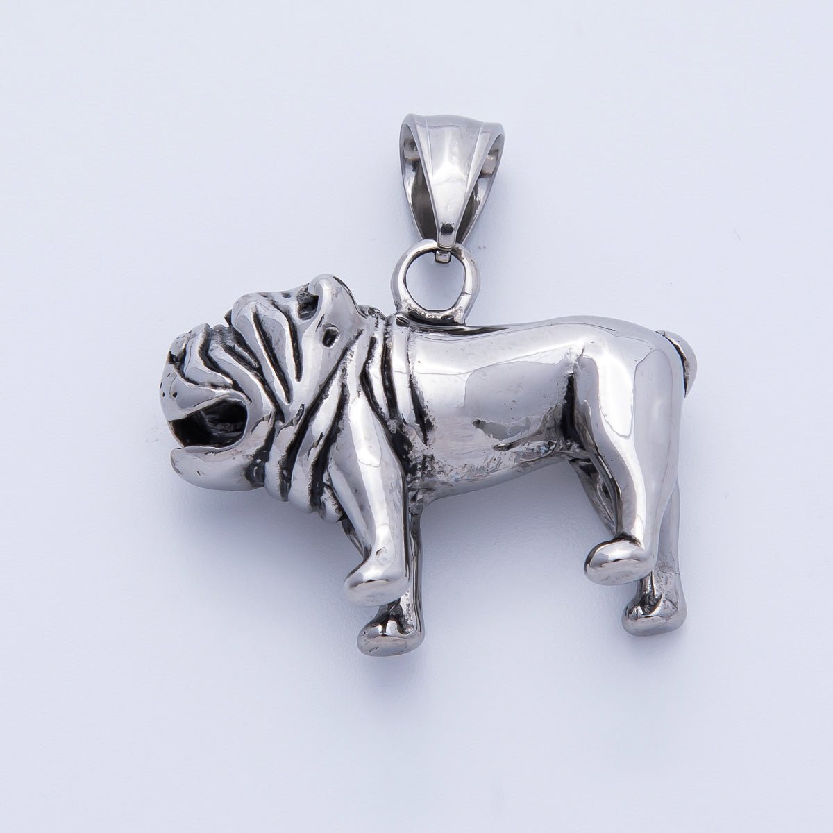 Stainless Steel 32mm Pug Bulldog Animal Pet 3D Multidimensional Pendant in Silver & Gold | Charms - 00265 Charms - 00266 - DLUXCA