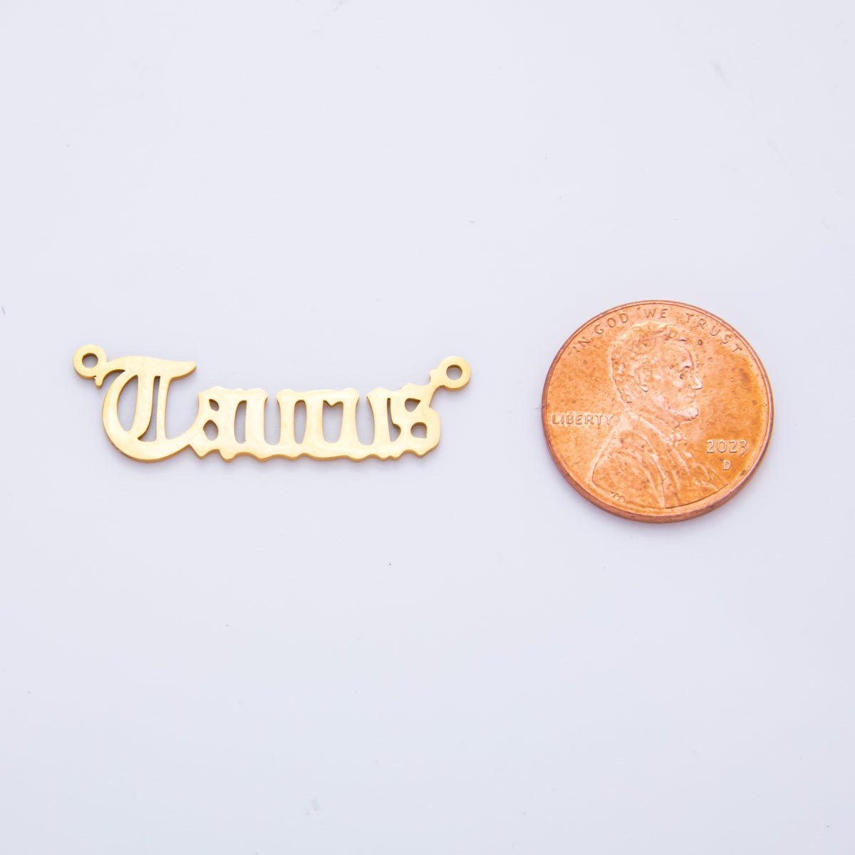 Stainless Steel 33mm Old English Font Astrology Zodiac Charm Connector | A - 1340 A - 1345 - DLUXCA