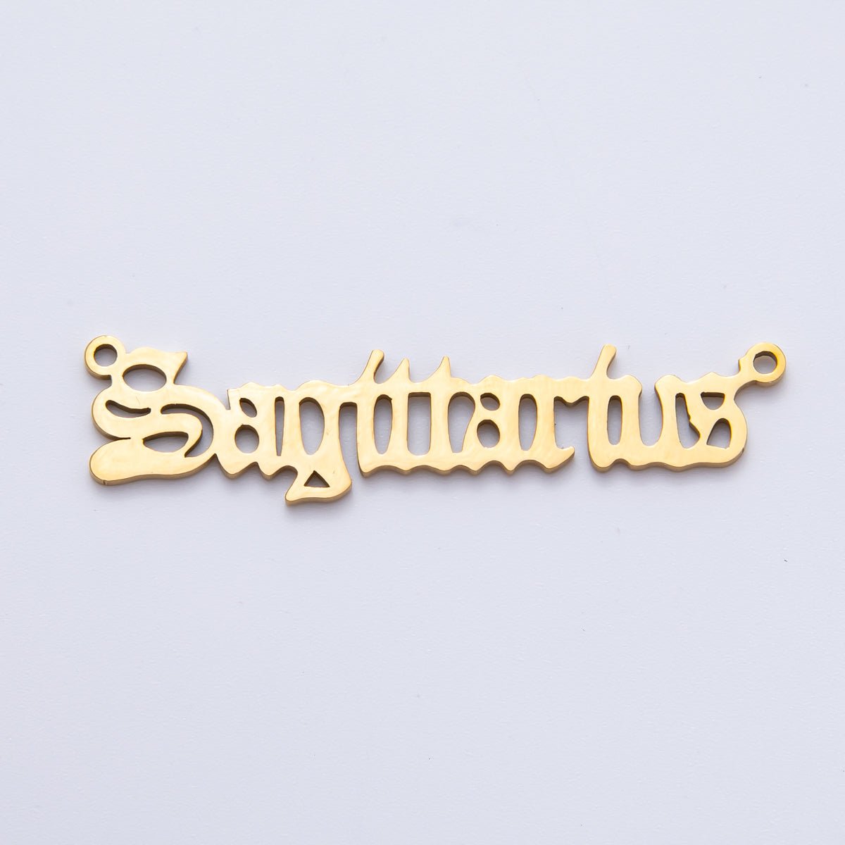 Stainless Steel 33mm Old English Font Astrology Zodiac Charm Connector | A - 1340 A - 1345 - DLUXCA