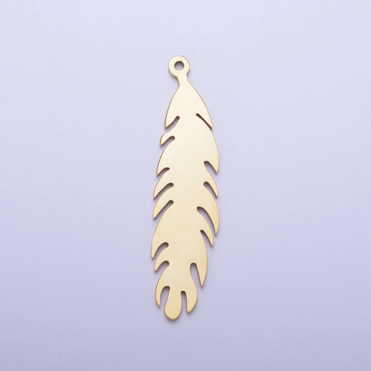 Stainless Steel 34.8mm Nature Long Leaf Add - On Charm in Gold & Silver | P - 924 - DLUXCA