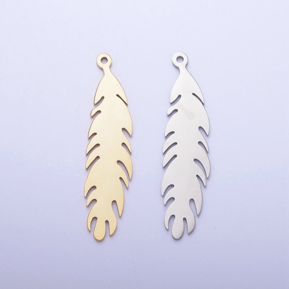 Stainless Steel 34.8mm Nature Long Leaf Add - On Charm in Gold & Silver | P - 924 - DLUXCA