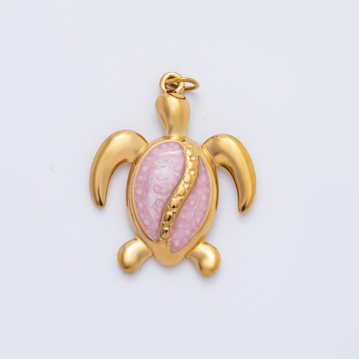 Stainless Steel 34mm Pink, Blue Enamel Turtle Tortoise Animal Charm | C201 - DLUXCA