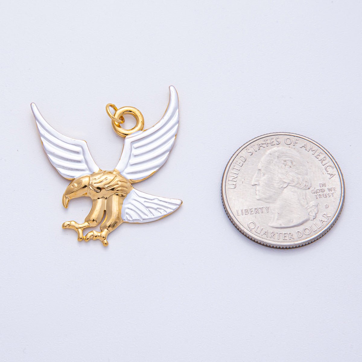 Stainless Steel 35mm Eagle Bird Mixed Metal Statement Charm | J913 - DLUXCA