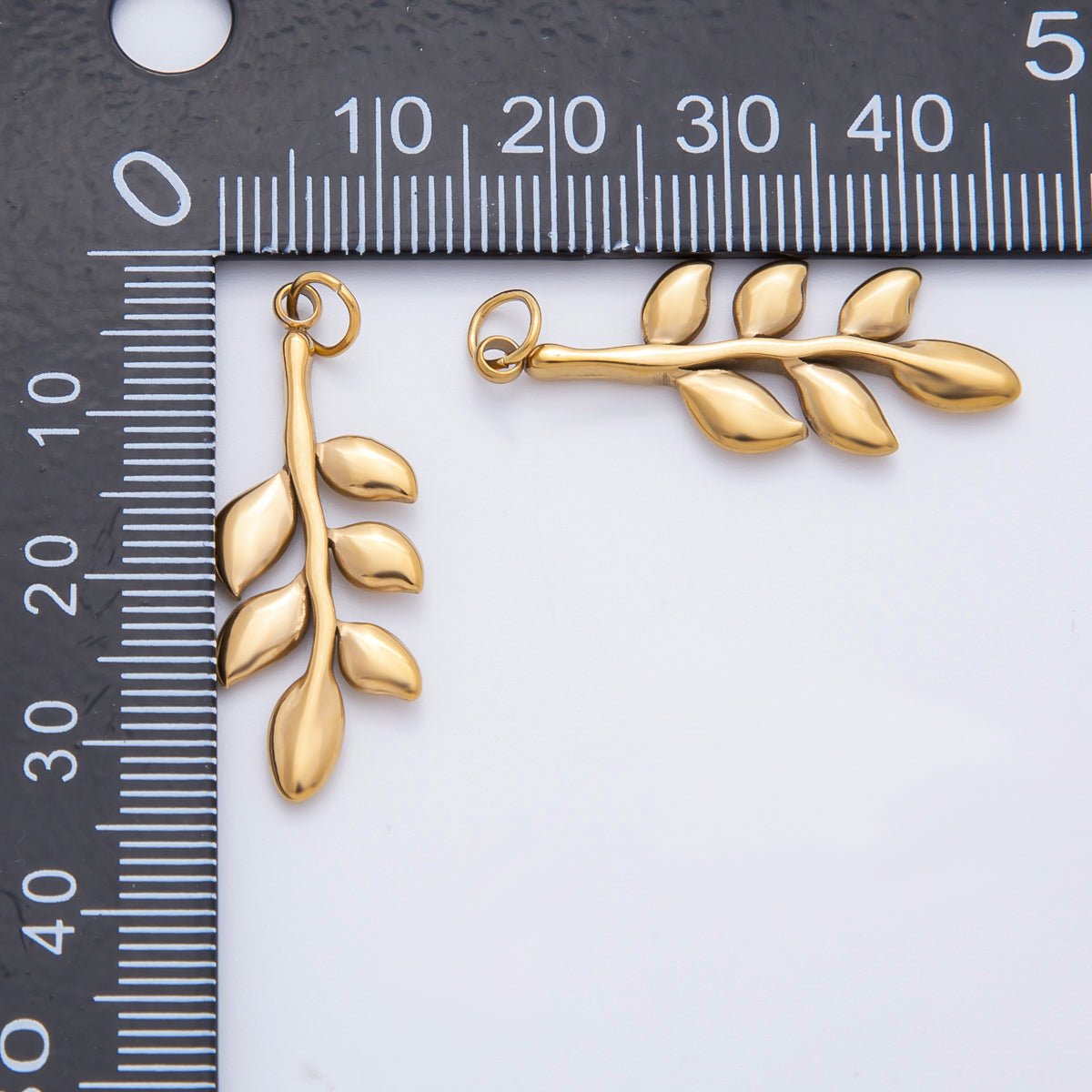 Stainless Steel 35mm Olive Branch Foliage Leaf Plant Minimalist Charm | C - 111 - DLUXCA
