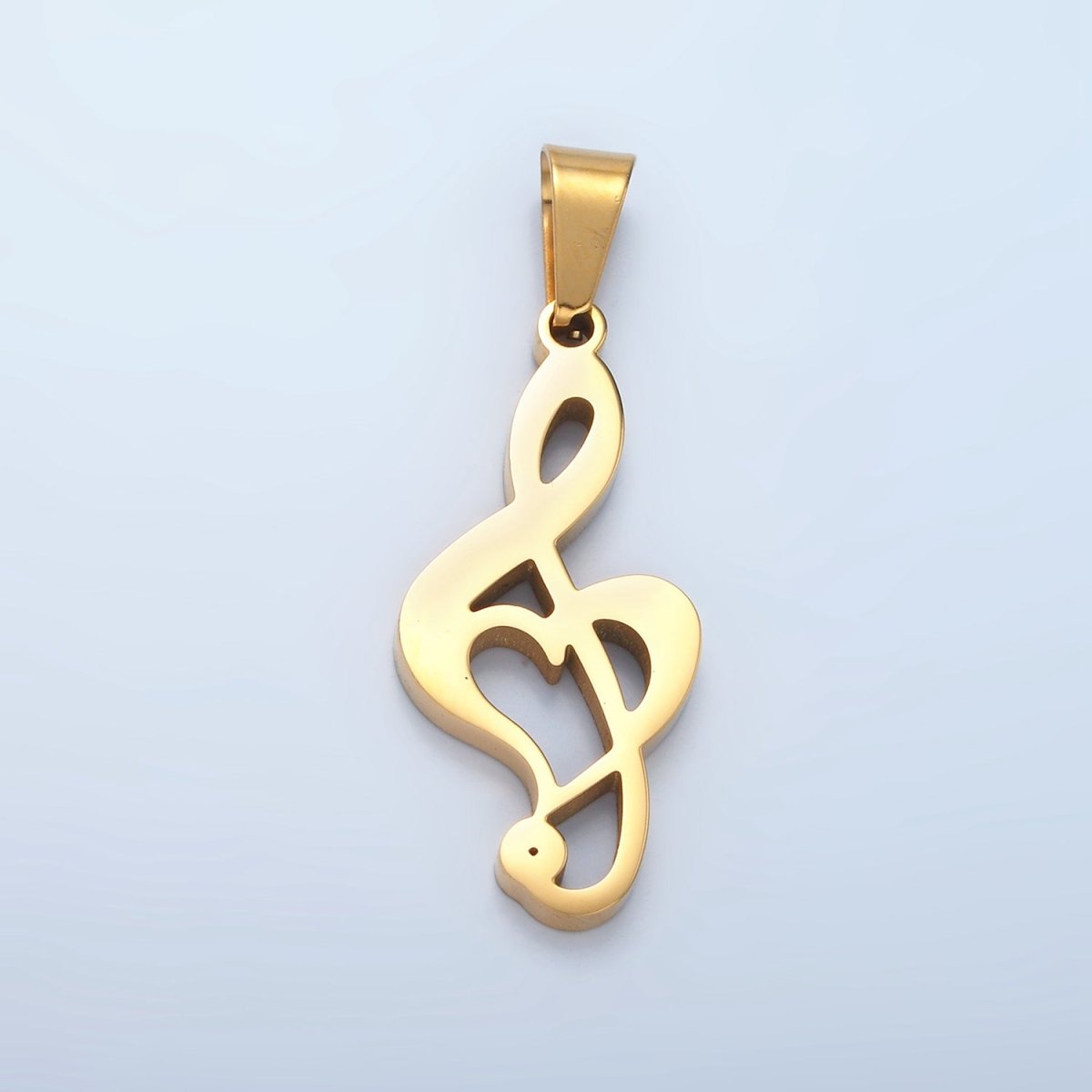 Stainless Steel 35mm Treble Clef Musical Note Pendant in Gold & Silver | P1478 - DLUXCA