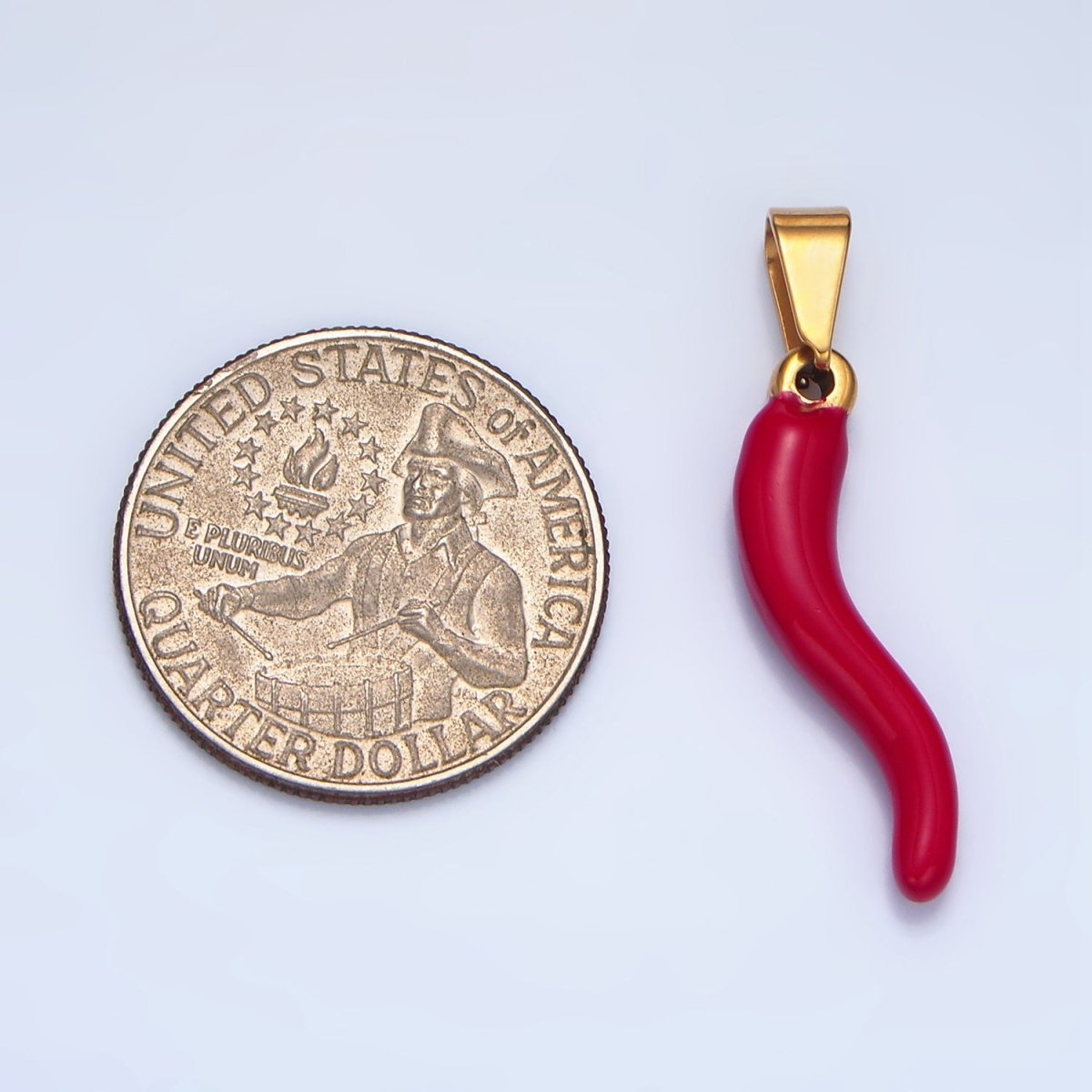 Stainless Steel 36mm Red Enamel Chili Charm | P1484 - DLUXCA