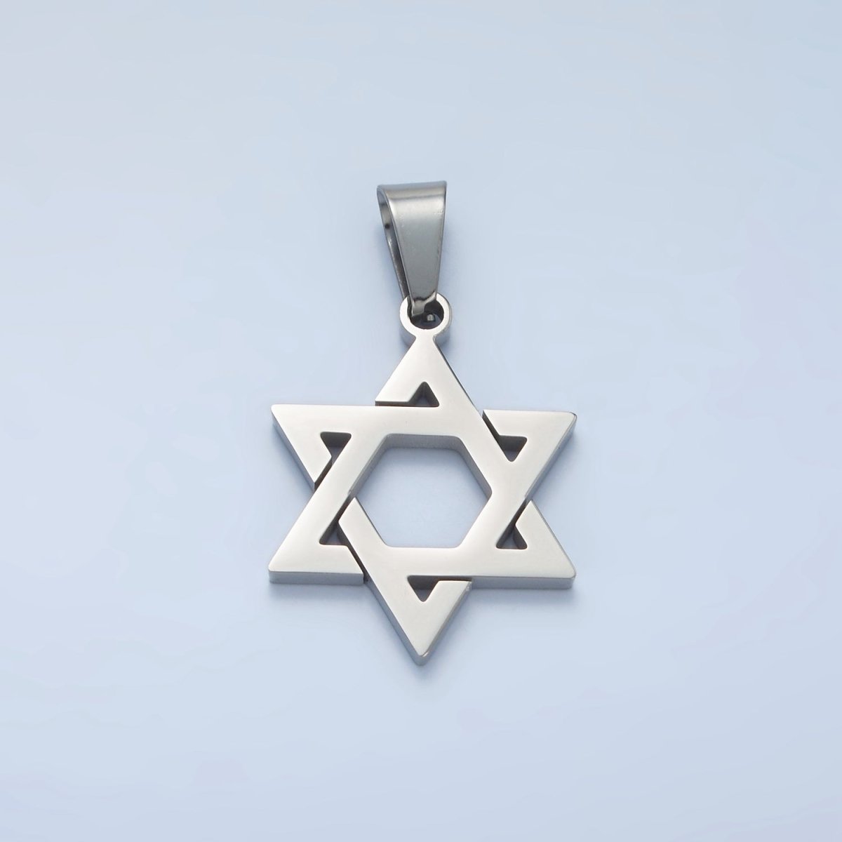 Stainless Steel 37mm Star of David Jewish Religious Open Pendant in Gold & Silver | P1481 - DLUXCA