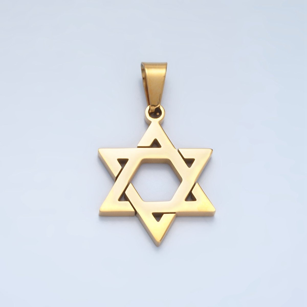 Stainless Steel 37mm Star of David Jewish Religious Open Pendant in Gold & Silver | P1481 - DLUXCA