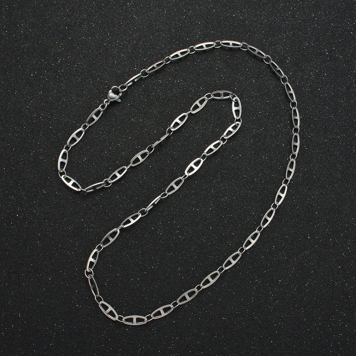 Stainless Steel 3.9mm Anchor Chain 19.7 Inch Necklace, Gold or Silver Tone | WA - 2592, WA - 2593 - DLUXCA