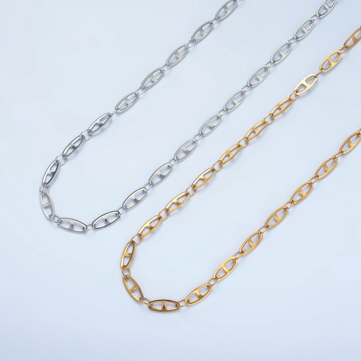 Stainless Steel 3.9mm Anchor Chain 19.7 Inch Necklace, Gold or Silver Tone | WA - 2592, WA - 2593 - DLUXCA