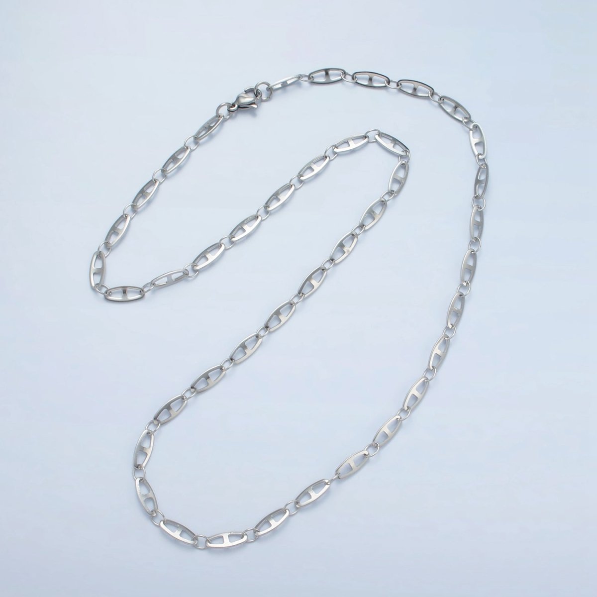 Stainless Steel 3.9mm Anchor Chain 19.7 Inch Necklace, Gold or Silver Tone | WA - 2592, WA - 2593 - DLUXCA