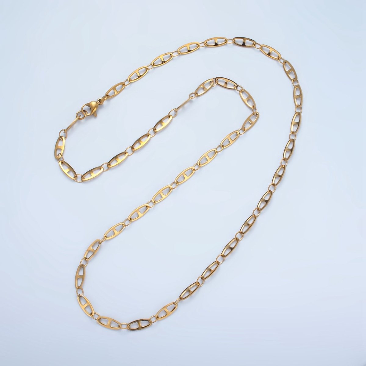 Stainless Steel 3.9mm Anchor Chain 19.7 Inch Necklace, Gold or Silver Tone | WA - 2592, WA - 2593 - DLUXCA