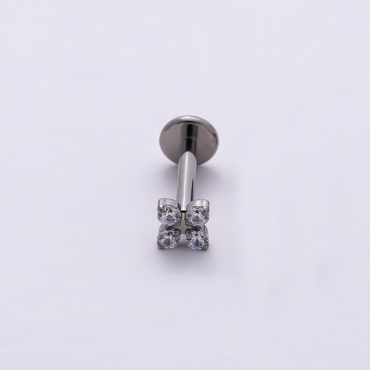 Stainless Steel 3mm Clear CZ Flower Single Cartilage Piercing Flat Back Stud | Findings-00204 - DLUXCA