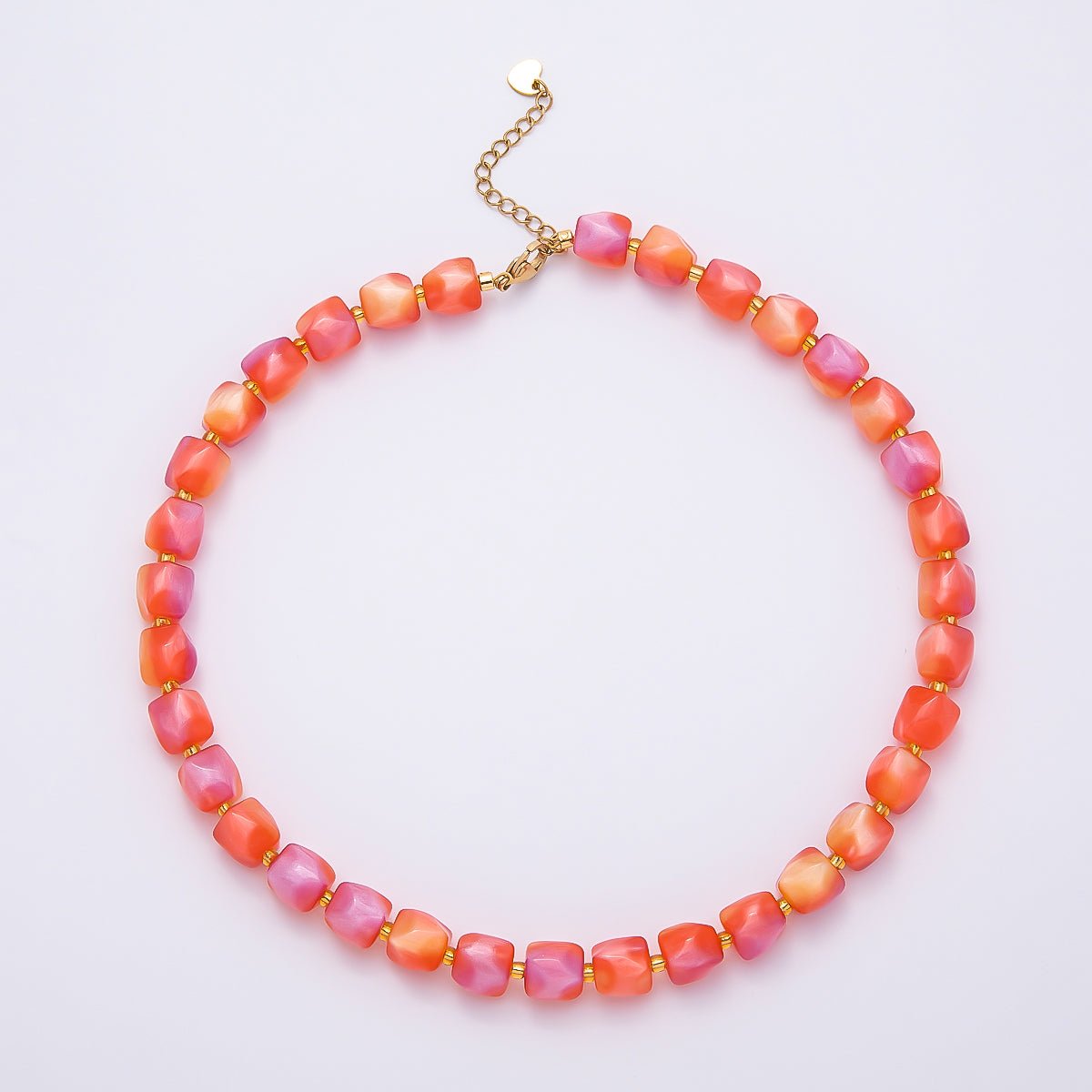 Stainless Steel 3mm Geometric Resin 16 Inch Necklace w. Extender | WA-04502 ~ WA-04508 - DLUXCA