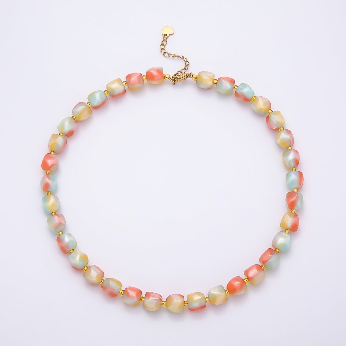 Stainless Steel 3mm Geometric Resin 16 Inch Necklace w. Extender | WA-04502 ~ WA-04508 - DLUXCA