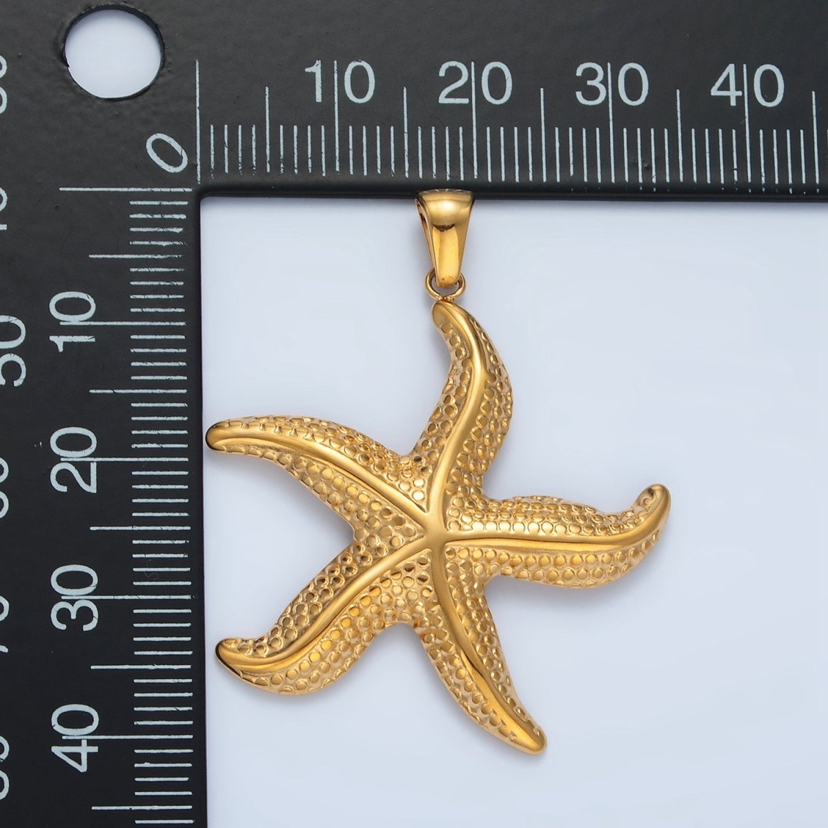 Stainless Steel 40mm Dotted Starfish Sea Ocean Pendant | P1488 - DLUXCA