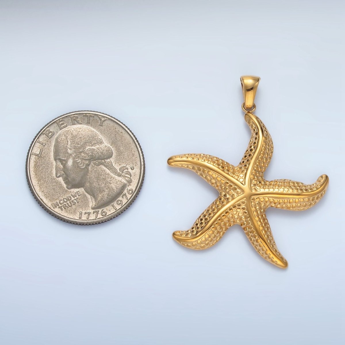 Stainless Steel 40mm Dotted Starfish Sea Ocean Pendant | P1488 - DLUXCA