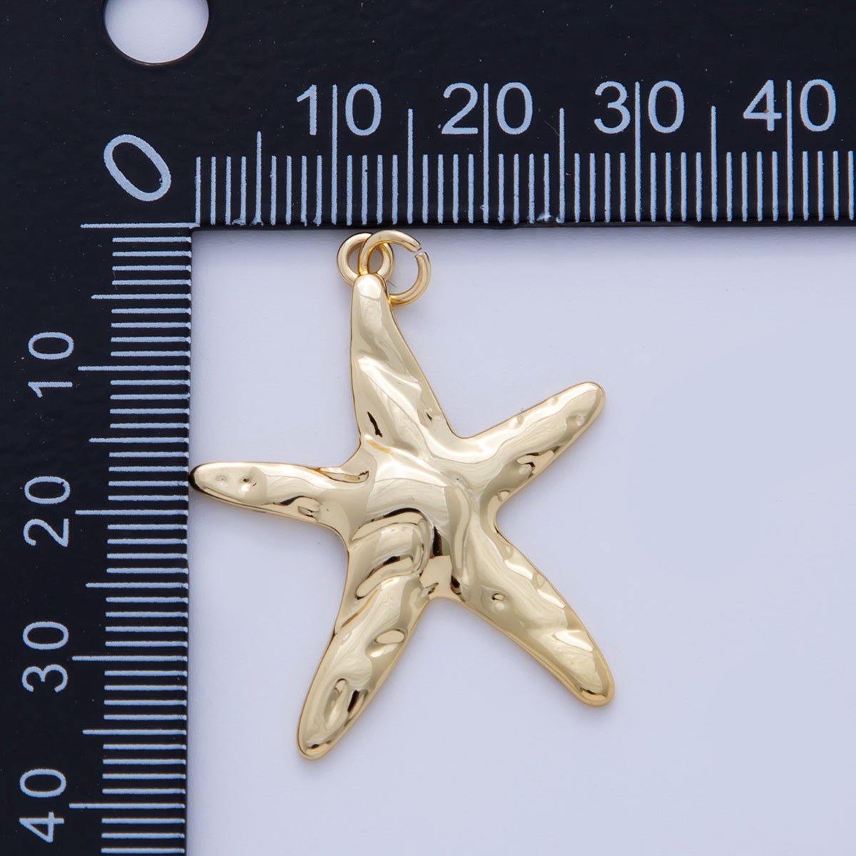 Stainless Steel 40mm Hammered Starfish Charm | AF316 - DLUXCA