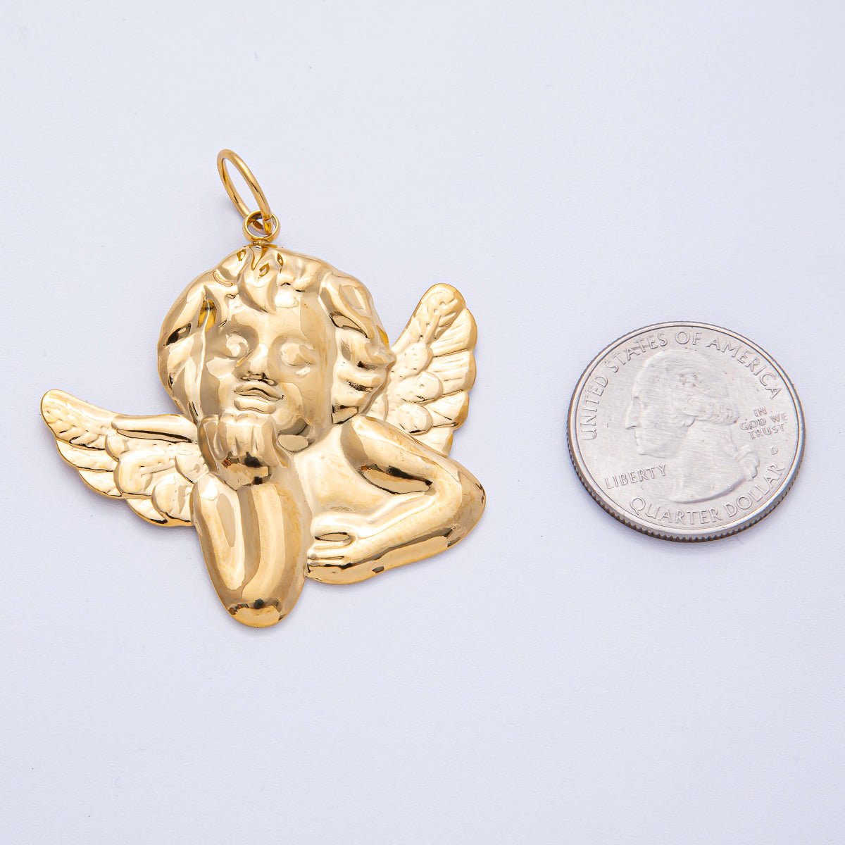 Stainless Steel 41.5mm Cherub Baby Angel Statement Charm | J906 - DLUXCA