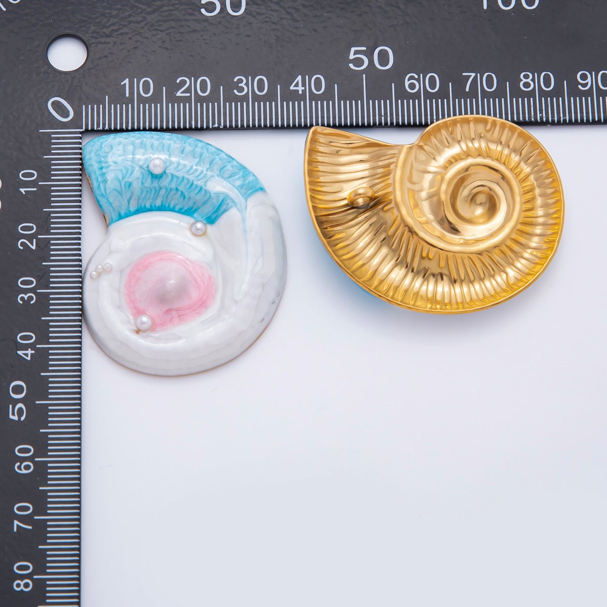 Stainless Steel 45mm Enamel Art Shell Pearl Colorful Ocean Nautilus Shell Charm| AH - 926 - DLUXCA