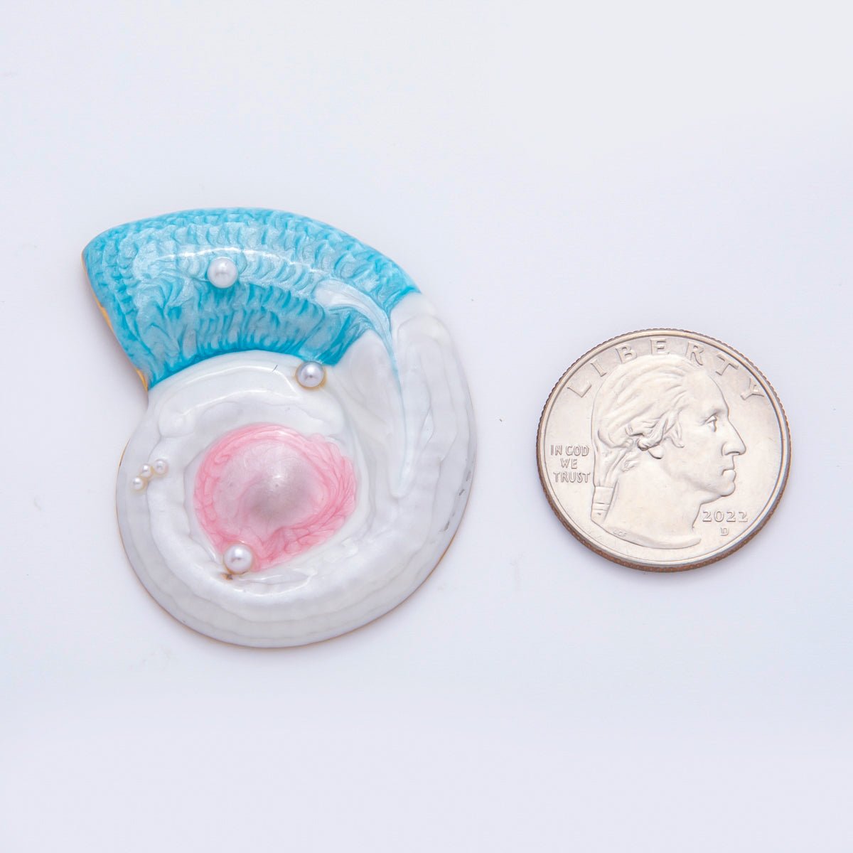 Stainless Steel 45mm Enamel Art Shell Pearl Colorful Ocean Nautilus Shell Charm| AH - 926 - DLUXCA