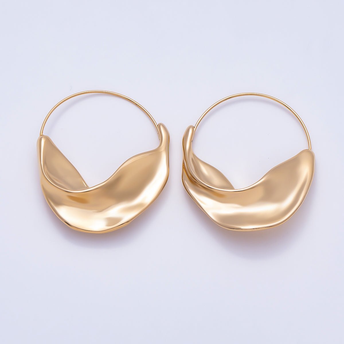 Stainless Steel 45mm Minimalist Geometric Foil Circular Round Hoop | Earrings-0015 - DLUXCA