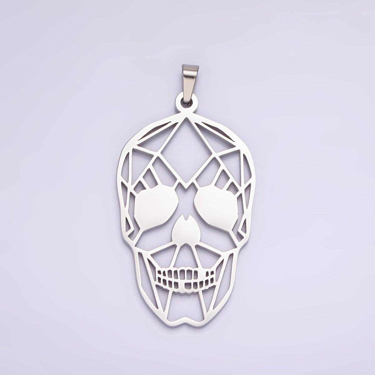 Stainless Steel 45mm Open Geometric Skeleton Skull Pendant in Gold & Silver | P - 848 P - 849 - DLUXCA