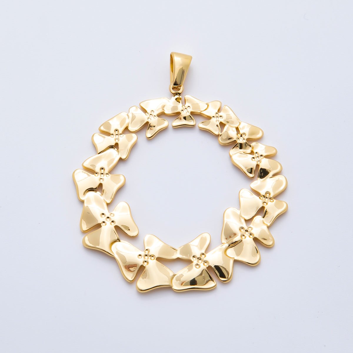 Stainless Steel 47.5mm Statement Medallion Charm in Sunburst, Clover, & Twisted Rope Pendant | P - 759 P - 760 P - 762 - DLUXCA
