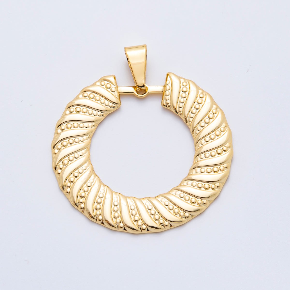Stainless Steel 47.5mm Statement Medallion Charm in Sunburst, Clover, & Twisted Rope Pendant | P - 759 P - 760 P - 762 - DLUXCA