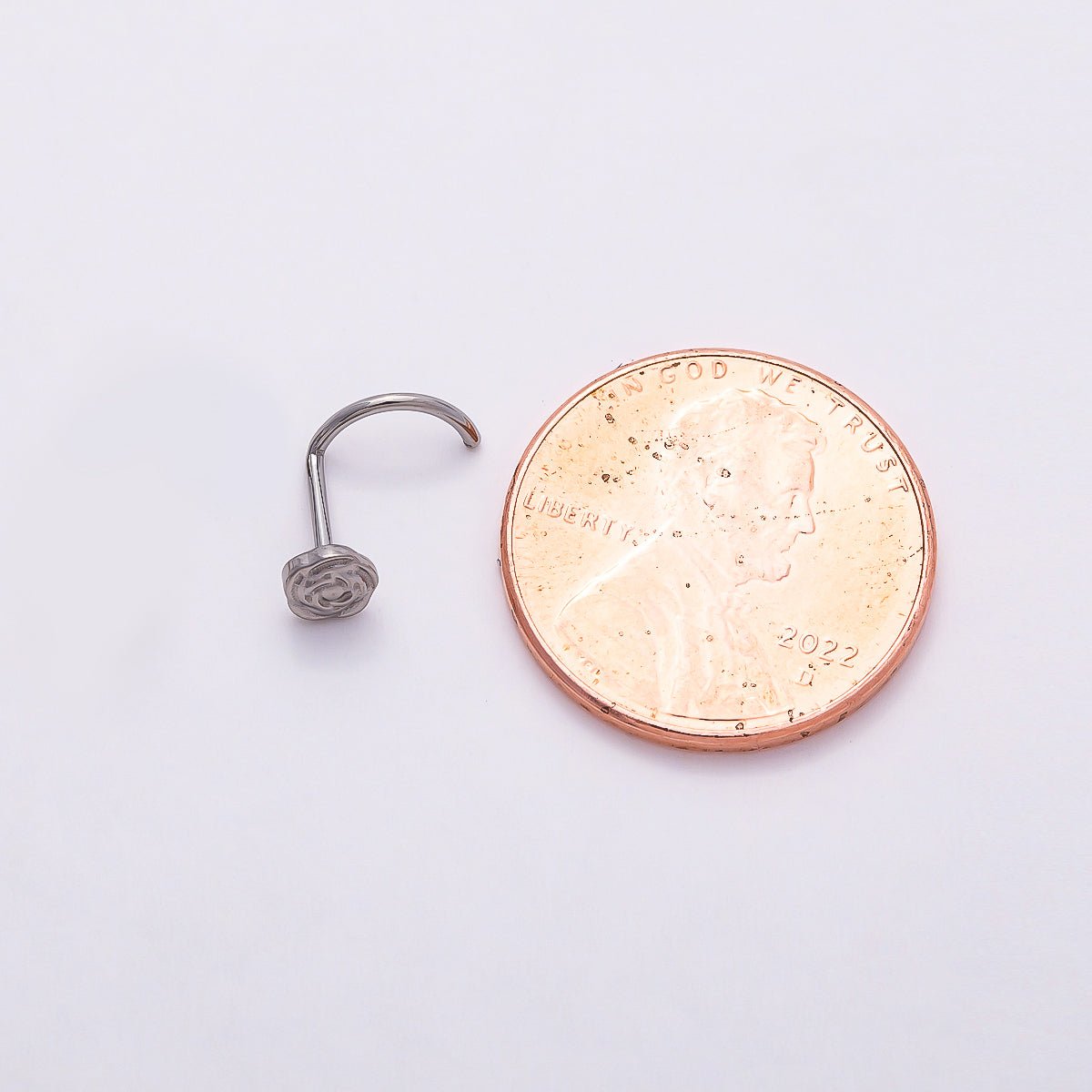 Stainless Steel 4mm Minimalist Rose Flower Cartilage Nose Single Piercing Stud in Gold & Silver | Findings-00222 Findings-00223 - DLUXCA