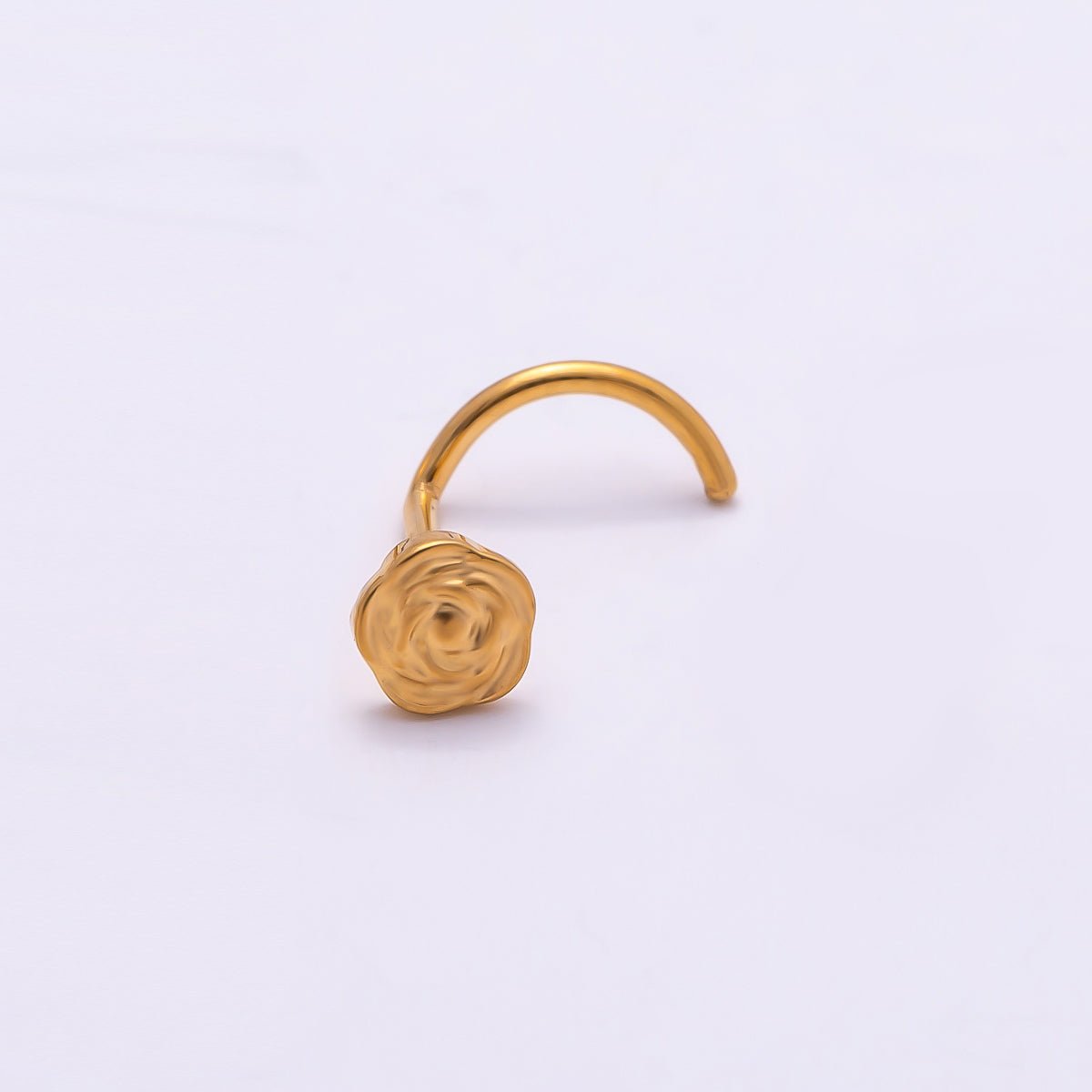 Stainless Steel 4mm Minimalist Rose Flower Cartilage Nose Single Piercing Stud in Gold & Silver | Findings-00222 Findings-00223 - DLUXCA