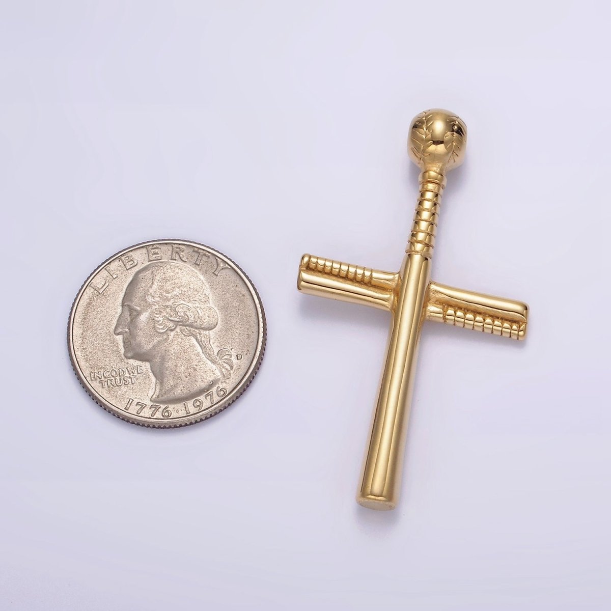 Stainless Steel 50.5mm Baseball - Themed Cross Pendant in Gold, Black, Silver | P - 732 P - 733 P - 737 - DLUXCA