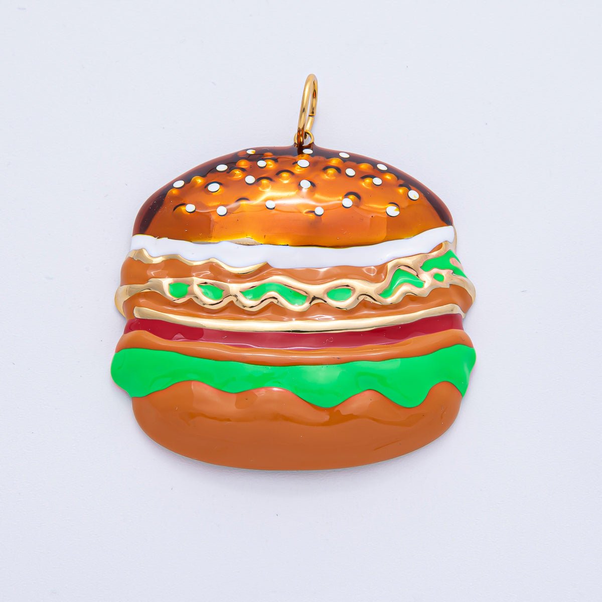 Stainless Steel 50mm Enamel Burger Fast Food Charm | J935 - DLUXCA