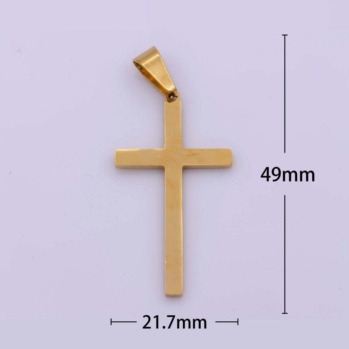 Stainless Steel 50mm Minimalist Cross Religious Pendant | P1461 - DLUXCA