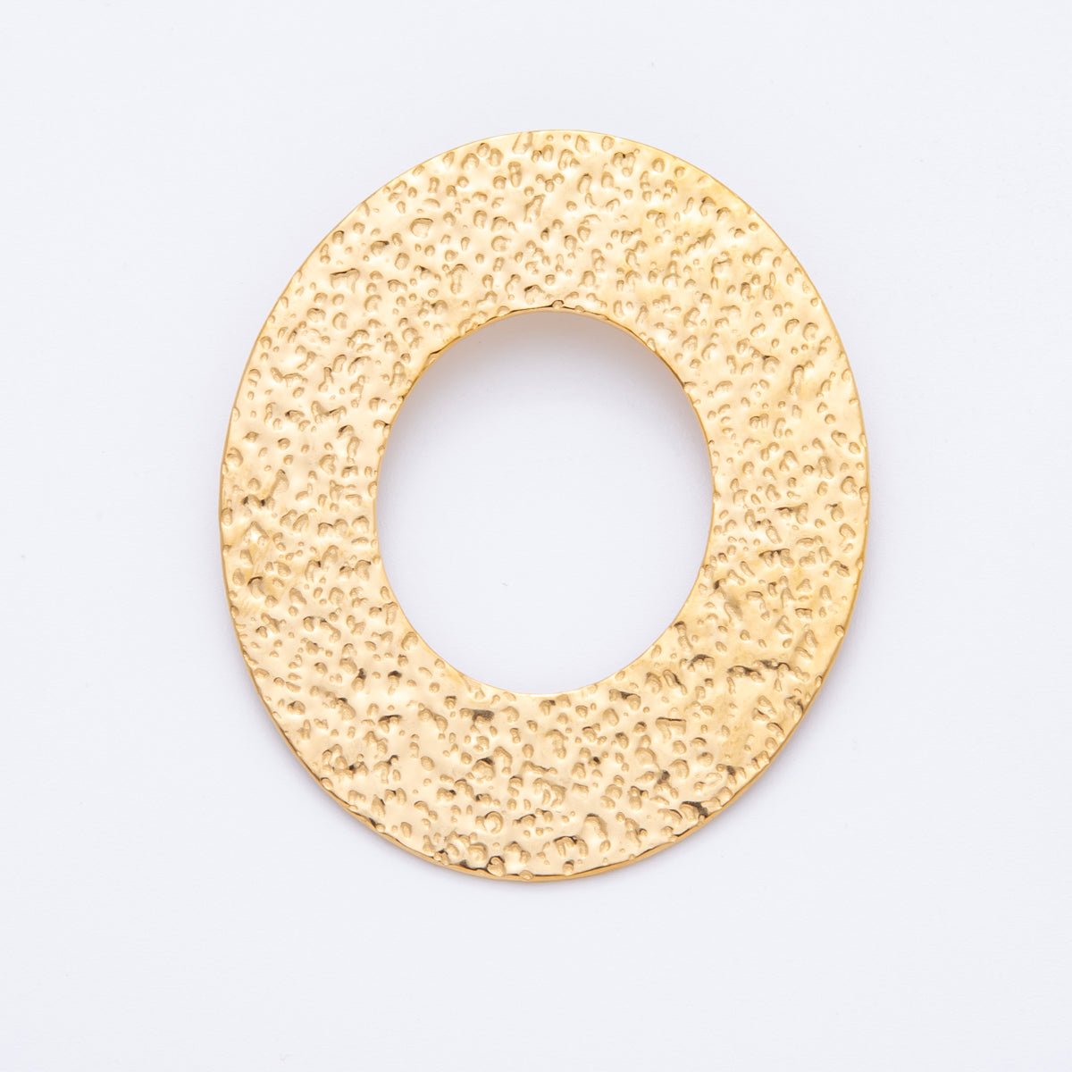 Stainless Steel 52.5mm Dotted Hammered Oval Donut Charm | J555 - DLUXCA