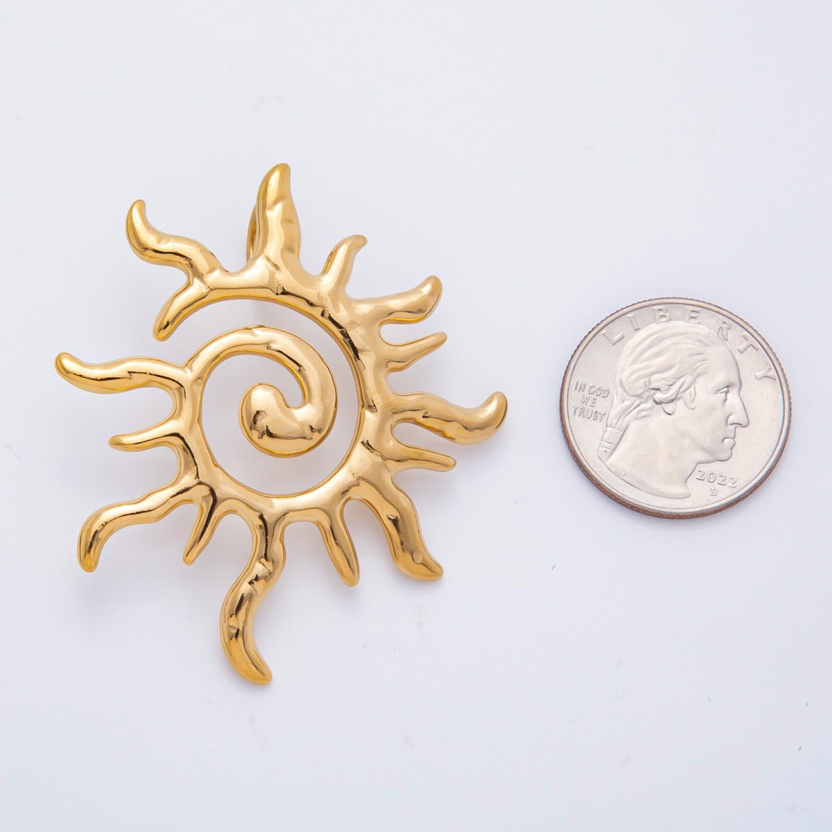 Stainless Steel 54mm Boho Celestial Tribal Sun Charm | AH - 929 - DLUXCA