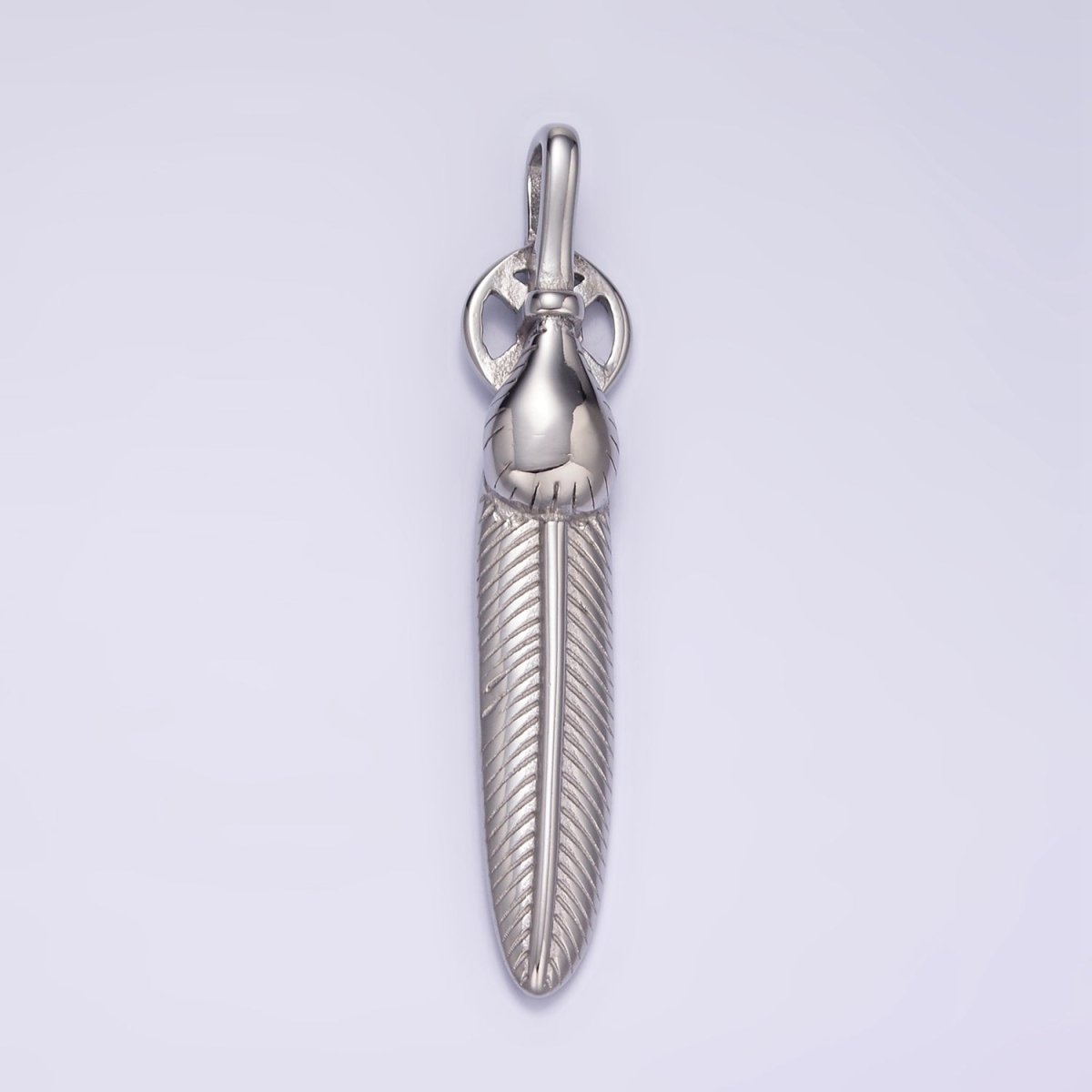 Stainless Steel 55mm Feather Charm Long Statement Tribal Pendant | P1428 P1429 - DLUXCA