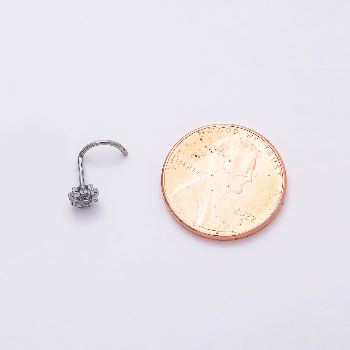 Stainless Steel 5mm Clear CZ Flower Cartilage Nose Single Piercing Stud | Findings-00201 - DLUXCA