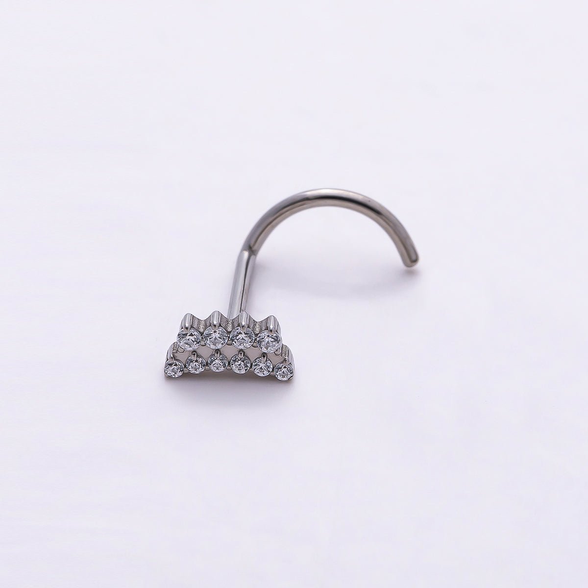 Stainless Steel 5mm Clear Micro Paved CZ Cartilage Nose Single Piercing Stud | Findings-00202 - DLUXCA