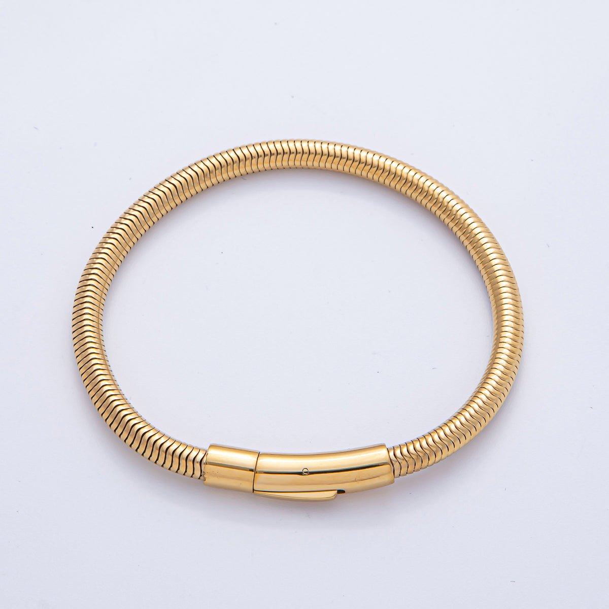 Stainless Steel 5mm Minimalist Snake Chain 8 Inch Bracelet in Gold & Silver | WA - 03859 WA - 01378 - DLUXCA