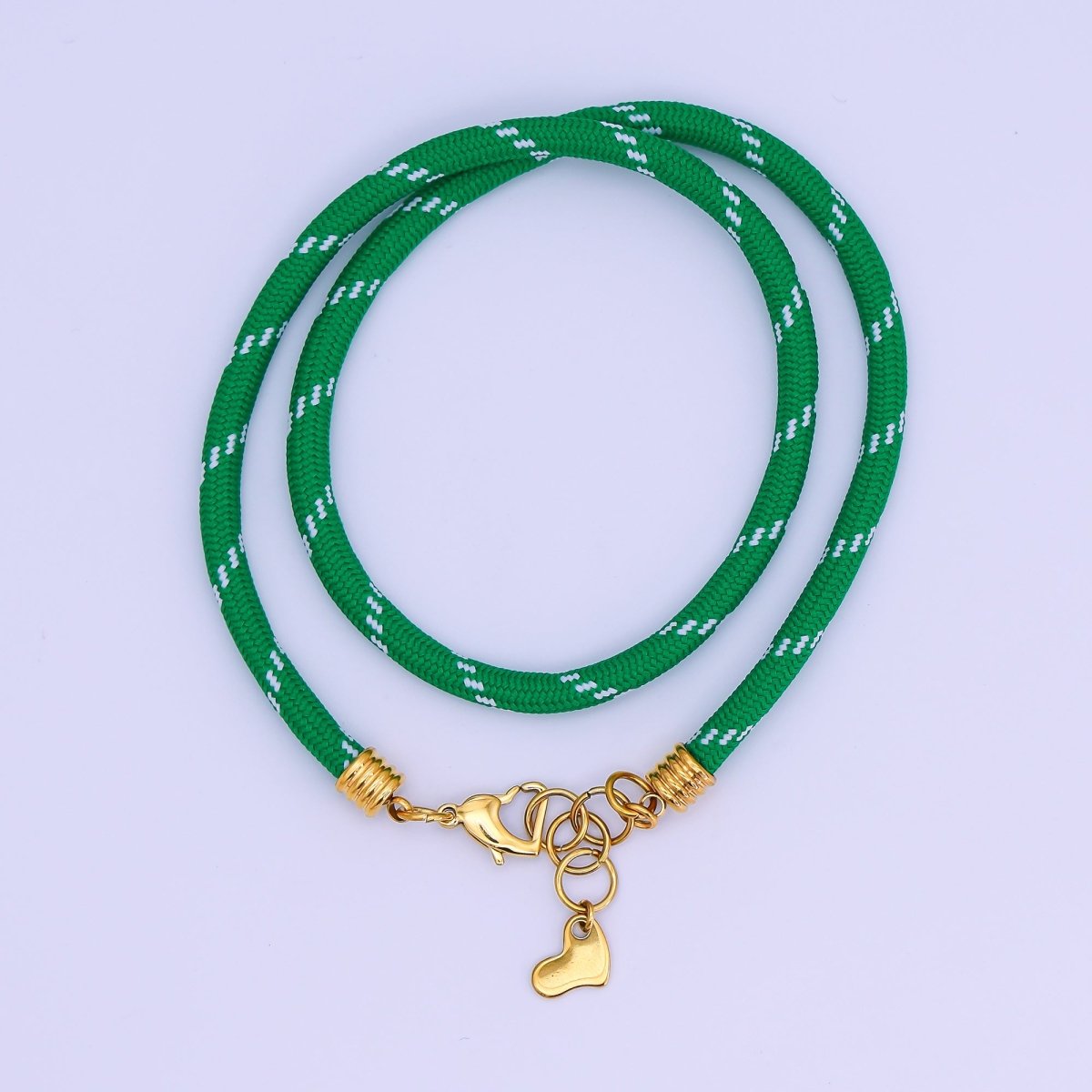 Stainless Steel 5mm Red, Green Heart Summer Sport Cord 18.5 Inch Necklace | WA - 3157 WA - 3158 - DLUXCA