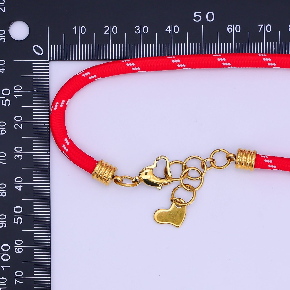 Stainless Steel 5mm Red, Green Heart Summer Sport Cord 18.5 Inch Necklace | WA - 3157 WA - 3158 - DLUXCA